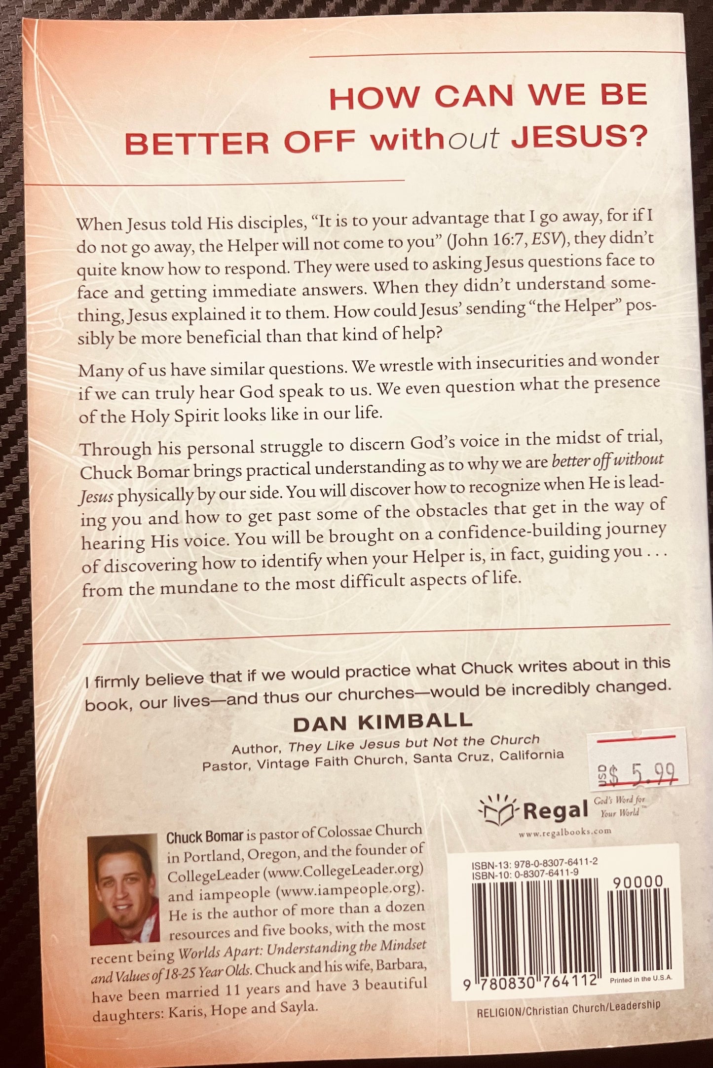 Better off with out JESUS it is to your advantage that Igo away by Chuck Bomar.
