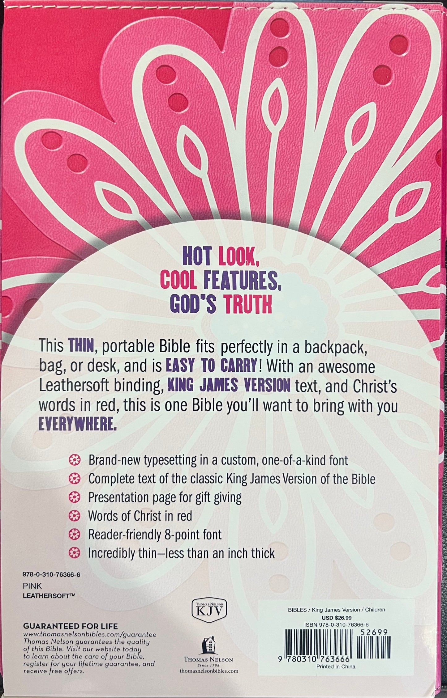 Bible for Kids (thinline Edition) - King James Version -Leathersoft Hot pink