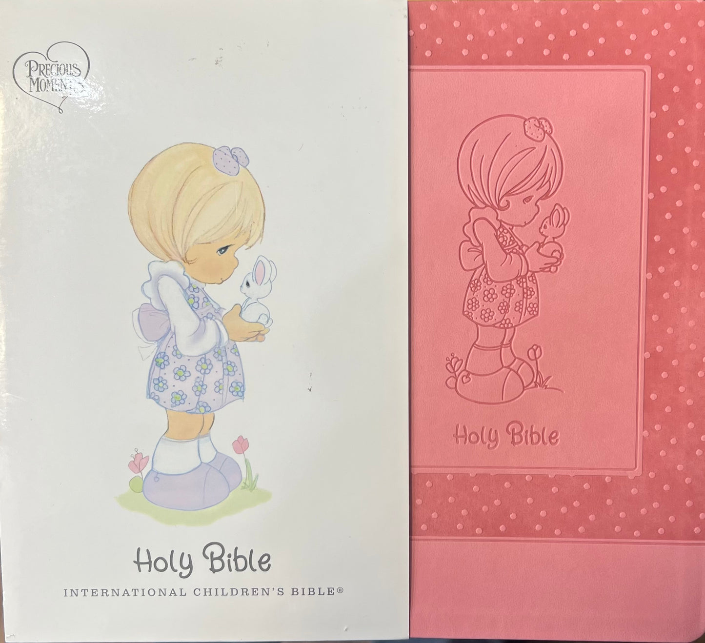 Holy Bible by Precious Moments - International children's Bible - Light pink leathersoft