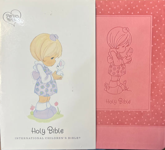 Holy Bible by Precious Moments - International children's Bible - Light pink leathersoft